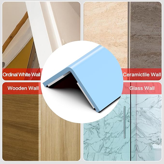 ‎Frychee Wall Corner Protector, Walls Edge Protector，Self-Adhesive Wall Corner Guards,PVC Double Side Edge Protector， Furniture Stairs Guard (Blue 2PCS 90cm/35.4in)