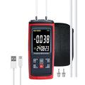 Manometer Data Logger, Dual-Port Digital Manometer Gas Pressure Tester Support PC Data Records, 13 Selectable Units Differential Pressure Gauge Manometer HVAC with Large LCD Screen