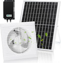 Solar Exhaust Fan, Solar Powered Vent Fan Kit for Outside Greenhouse Shed Chicken Coop (8" Fan with Battery)