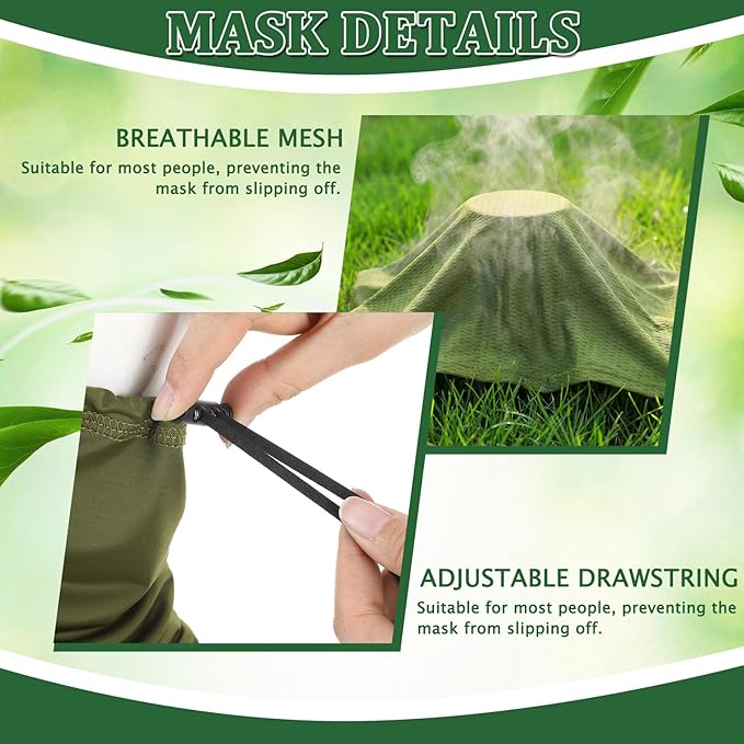 Geyoga Adjustable Cooling Neck Gaiter Breathable Summer Face Mask with Mesh Holes Strap UV Protection Neck Cover for Men
