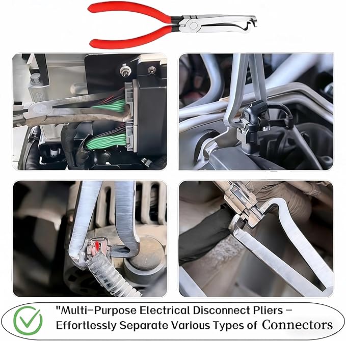 4-in-1 Automotive Clip Pliers Set, Electrical Disconnect & Connector Removal Tool Kit with Straight & 60° Angle Pliers, Separator & Hose Clamp Plier for Car Truck SUV Repair, Mechanics & DIY
