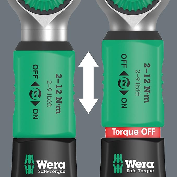 Wera 05075800001 Safe-Torque A 1 Torque Wrench with 1/4" Square Head Drive, 2-12 Nm, Black Green