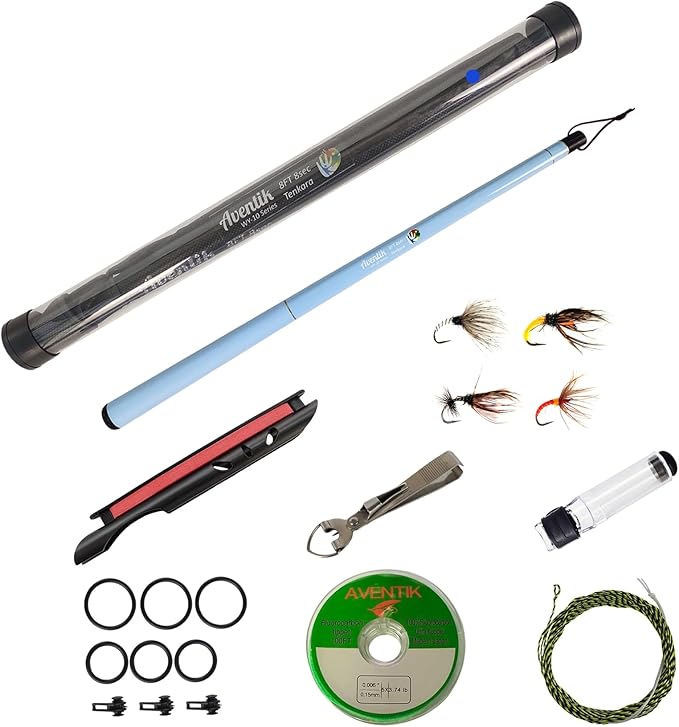 Aventik FreshStart Tenkara Rod in 7ft/8ft, Complete Beginner Tenkara Rod Kit, 24T Carbon Fiber, Easy to Cast Flexible Durable Lightweight and Compact