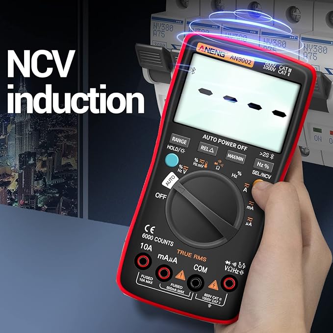 ANENG Bluetooth Multimeter Digital Tester Auto-ranging TRMS 6000 Counts Ohmmeter for AC/DC Voltage,Current,Resistance,Continuity,Capacitance,Diodes,Temperature Meansurement,Volt Meter for Automotive