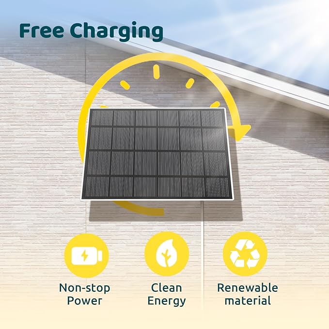 NETVUE Solar Panel for Bird Feeder Camera only, Type-C Charger, IP65 Waterproof for Outdoors, 3W Continuously Power Supply, 360° Swivel Bracket