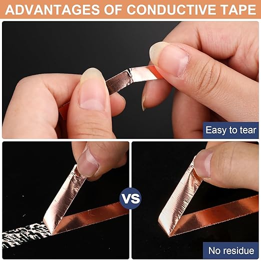 LOVIMAG Copper Tape Foil Tape (1/4inchX82.5FT), 2 Pack Copper Tape for Stained Glass Conductive Adhesive for Guitar and EMI Shielding Soldering Crafts, Electrical Repairs Grounding