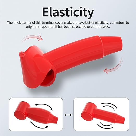 10pcs Red Silicone Stud Terminal Cover Insulated Battery Terminal Protector Boot Fit 4 AWG - 2/0 AWG for 1/4",5/16",3/8" Battery Post