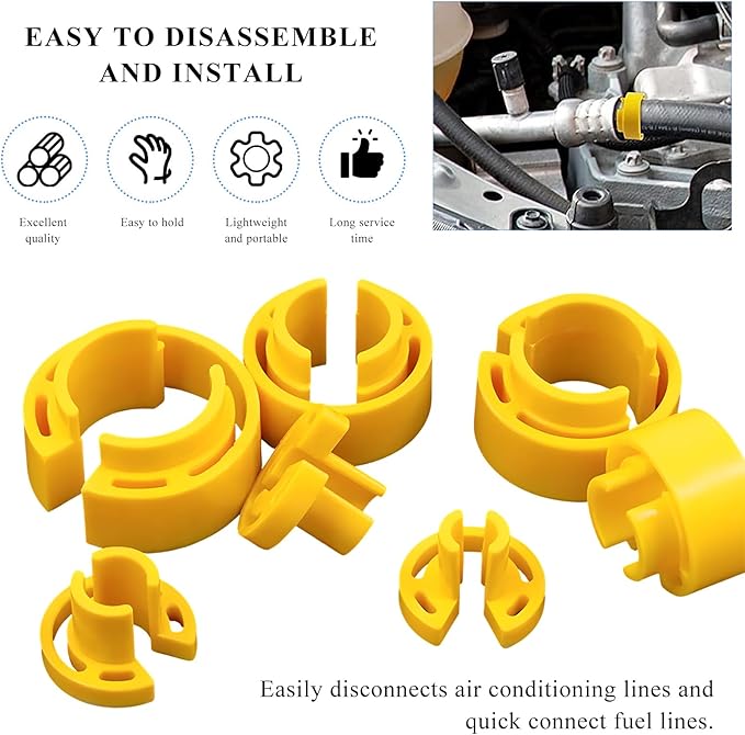 16PCS AC Fuel Line Disconnect Removal Tool Set, 1/4 5/16 3/8 1/2 5/8 3/4 7/8 Inch Car Transmission Oil Cooler Line Quick Disconnect Kit, Fuel Line Master Disconnect Tool with Valve Core Remover