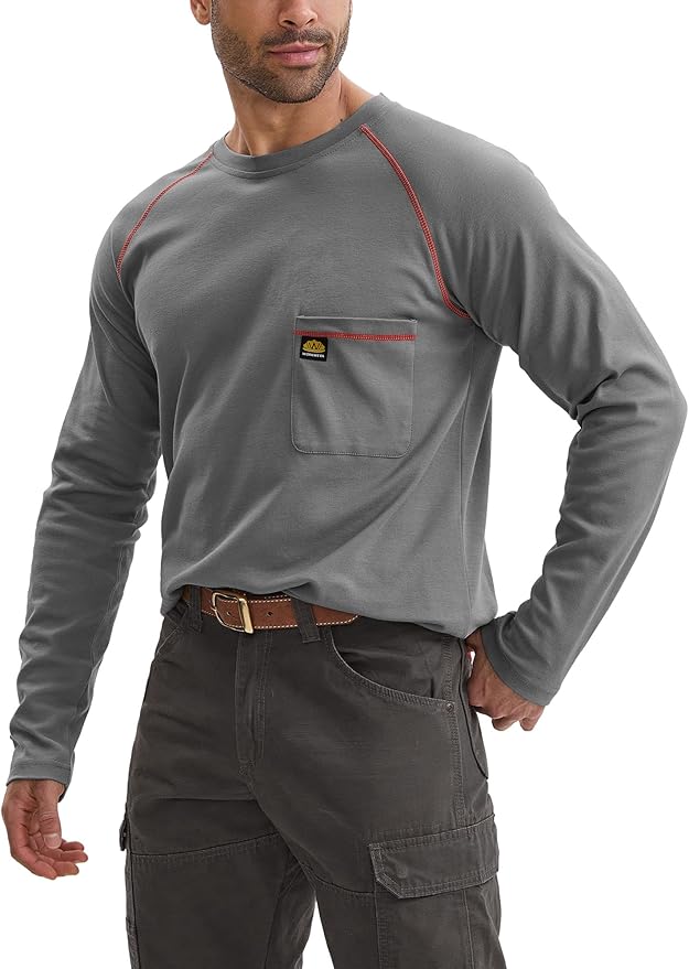 WORKWEYA FR Shirts Flame Resistant Shirt 6.5oz Men's NFPA 2112/CAT2 Long Sleeve Shirt