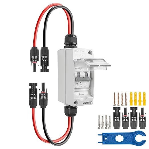Solar Panel Disconnect Switch，400V 25Amp Solar Breaker， IP65 Outdoor Solar Breaker Box and Solar Disconnect Switch with PV Cable (400V 25Amp)