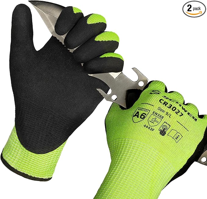 Schwer 2 Pairs Cut Resistant Gloves ANSI A6/A7 (Send Randomly) Cut Proof Work Gloves, Touchscreen, for Men and Women Used for Woodworking, Glass Cutting, Construction, Cargo Handling, Car Repair, L
