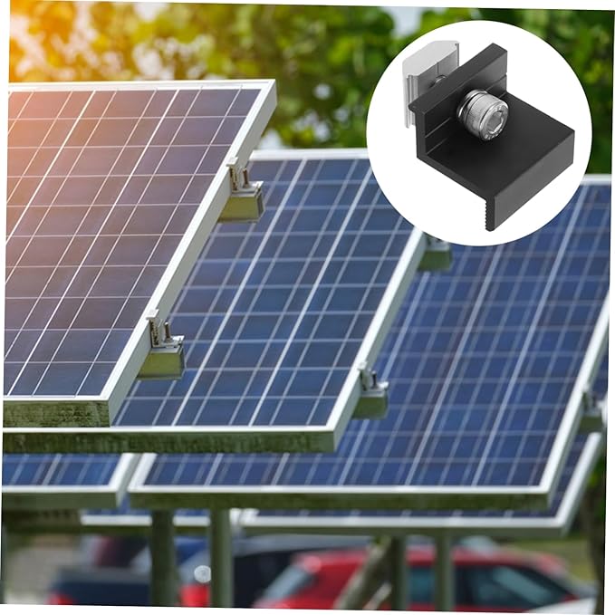GALPADA 4pcs Solar Panel Brackets Aluminum Alloy Photovoltaic Bracket Pressing Block Easy Install Solar Mounting Kit for Ground Roof