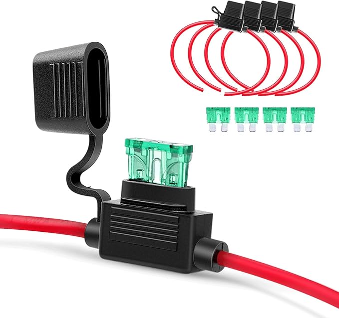 Nilight GA0004 5Pack 12AWG Inline Wiring Harness 12 Gauge ATC/ATO Automotive Holder with 30A Fuse Blade Standard Plug Socket-5 Pack, 2 Years Warranty
