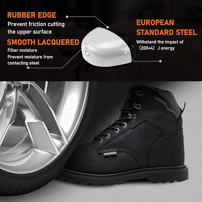 Work Safety Boots for Men Durable Crazy-Horse Leather Indestructible Steel Toe Waterproof and Non-Slip Better Warmth Men Work Shoes
