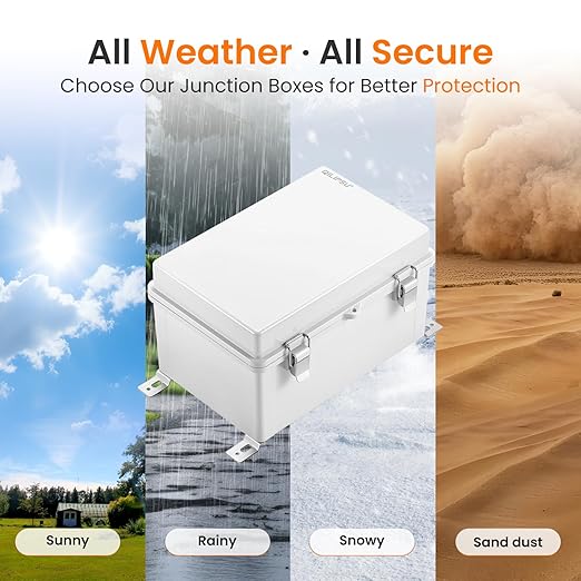 QILIPSU Waterproof Junction Box IP67 Outdoor Plastic Electrical Project Enclosure Weatherproof with Inner Door, Mounting Plate, Wall Brackets, Hinged Grey Cover 11.8"x7.9"x6.7" -D