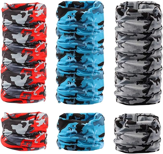 6 Pieces Sun UV Protection Face Mask Neck Gaiter Windproof Scarf Sunscreen Breathable Bandana Balaclava for Sport Outdoor