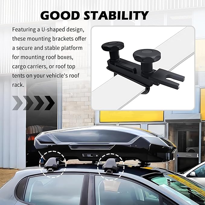4PCS U-Bolt Roof Rack Mounting Brackets,Durable Roof Rack Clamps Kit with Straps & Nuts Provide Firm Fixation for Roofs Box,Professional Car Accessories Roofs Racks Brackets