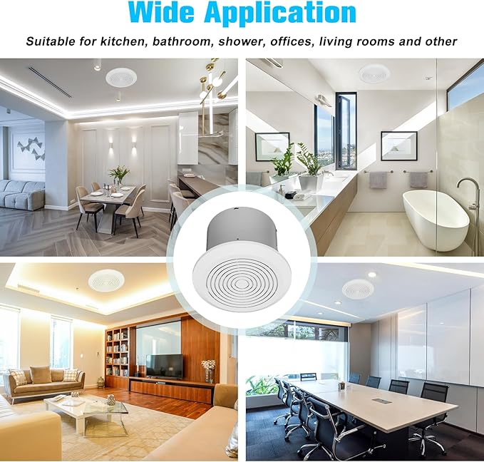 V2262-50 7 Inch Bathroom Exhaust Fan, 1.0 Sones, 50 CFM Ceiling Exhaust Fan, for 8" Opening, Quiet Effective Ventilation for Bathroom, Laundry Room, Kitchen, Mobile Home