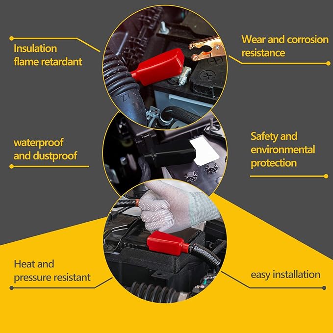 2 Pieces Battery Terminal Covers Battery Terminal Insulating Protector Positive and Negative Cable Covers in Red and Black for Boat Cars