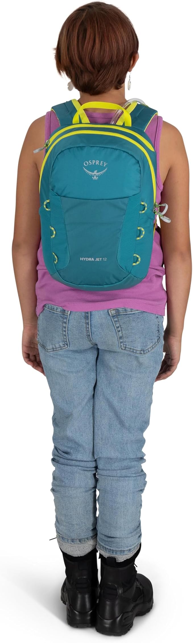Osprey HydraJet 12L Kids' Hiking Backpack with Hydraulics Reservoir, Green Canopy