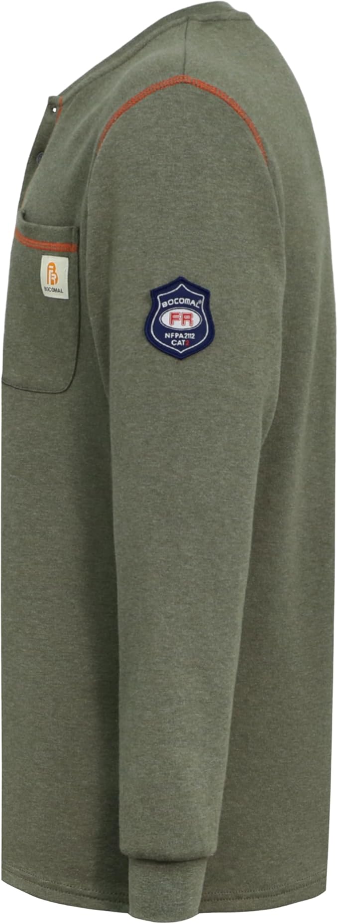 BOCOMAL FR Shirts Flame Resistant Henley Shirt NFPA2112/CAT2 7oz Men's Long Sleeve Fire Retardant Clothing