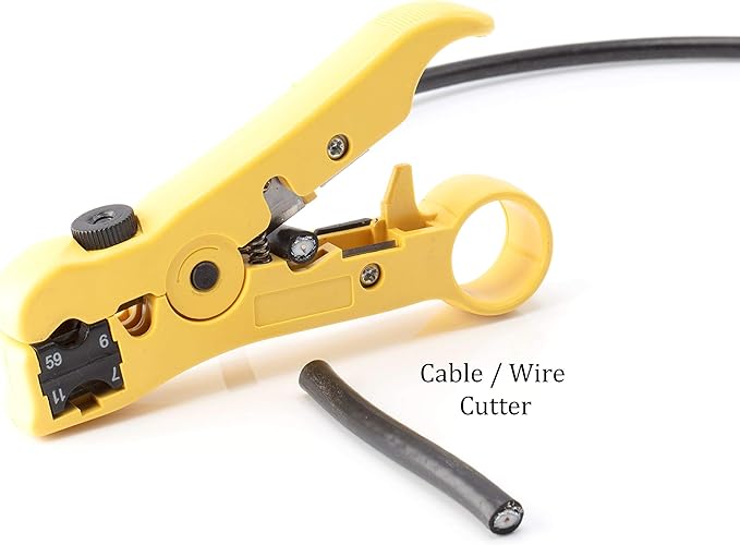 THE CIMPLE CO Coaxial Cable Stripping Tool for RG59, RG6, & RG11, Cable Prep Tool for Category Cable, CAT3, CAT5, & CAT6 Cutter, Universal for Coax and Cat Wire