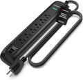 Monster Power Surge Protector w/ 1200 Joule Rating — Heavy Duty 6 FT Surge Protector Power Strip w/ 6 120V Outlets, 2 USB-A Ports — Fireproof MOV, Dual Mode, Clean Tech for Home & Office (Black)