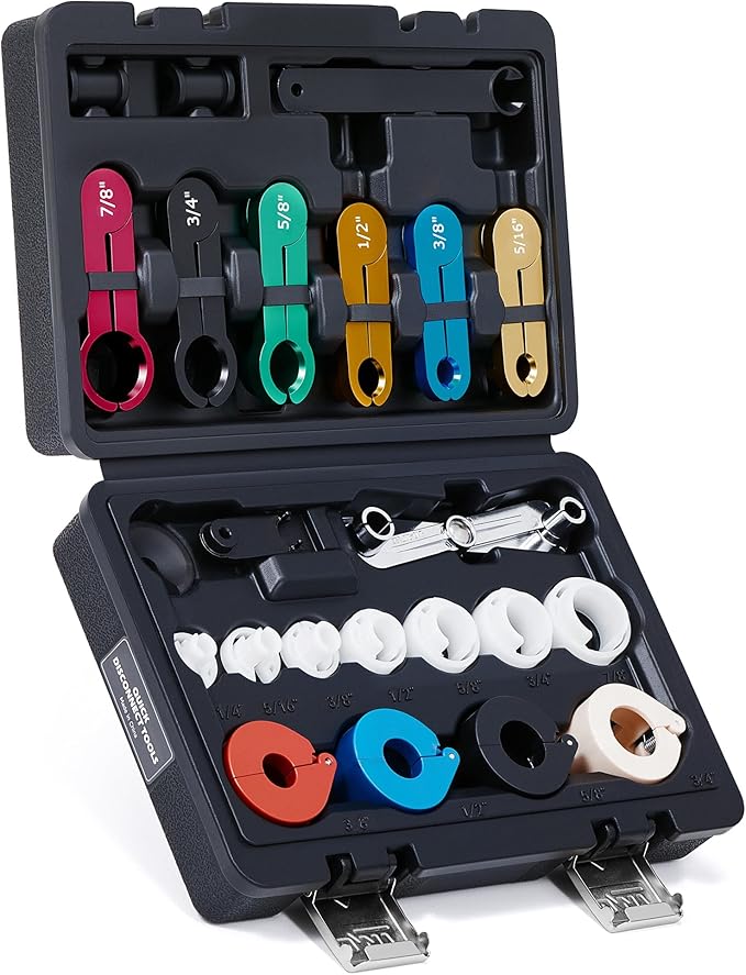 Master Quick Disconnect Tool Set, 25pc Line Disconnect Tool Kit for A/C Fuel & Transmission Systems, Fuel Line Disconnect Tools for Mechanics Compatible with Ford Chevy GM More, Black