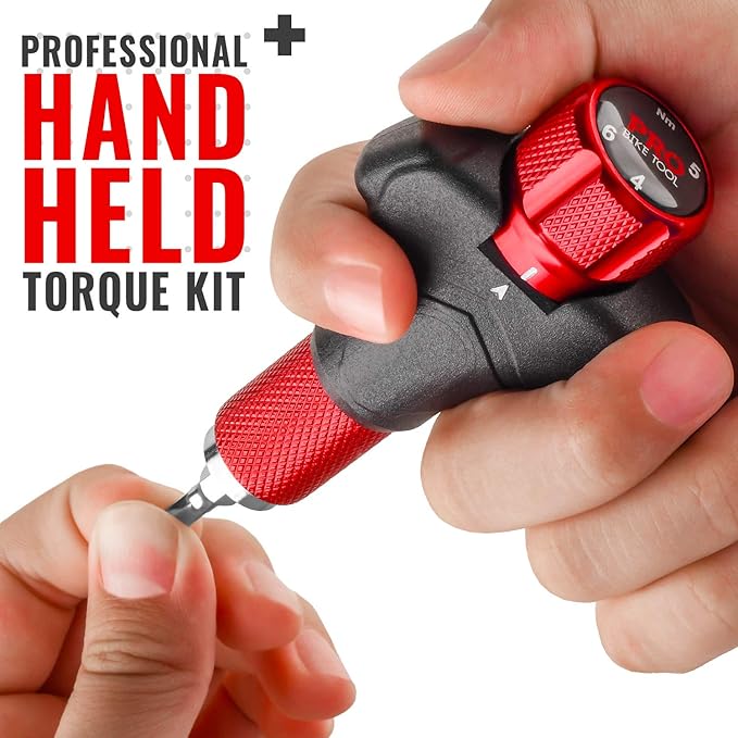 PRO BIKE TOOL Adjustable T Torque Wrench - 4, 5 and 6 Newton Meters - Quality Bicycle Maintenance Tool for Road & Mountain Bikes - 1/4 Inch Hex Driver Torque Wrench for Home & Roadside Repair