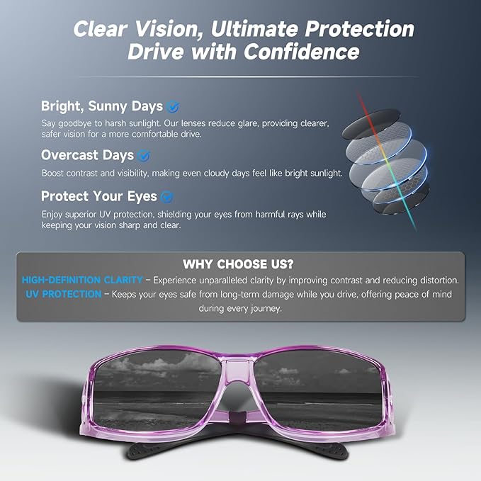 Night Driving Glasses Night Vision Glasses Fit Over Glasses Polarized Anti-Glare UV400 Gift for Men Women
