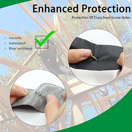 Butyl Joist Deck Tape, 2" X 50' Deck Joist Tape Waterproof Flashing Tape, Weather Resistance Self-Adhesive Joist Tape Decking for Deck Joist Beams Protection(12 Rolls)