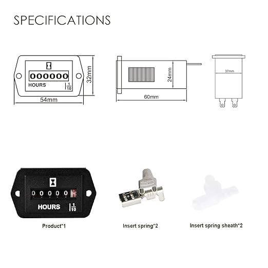 DC6V-80V Mechanical Hour Meter Hourmeter for Gasoline Diesel Engine Generator Boat Motorcross Motor Truck Tractor Lawn Mower Snowmobile Compressor