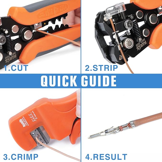 iCrimp IWS-2549S Micro Wire Crimping Plier for AWG 28-18 Open Barrel Terminals, JST Crimper