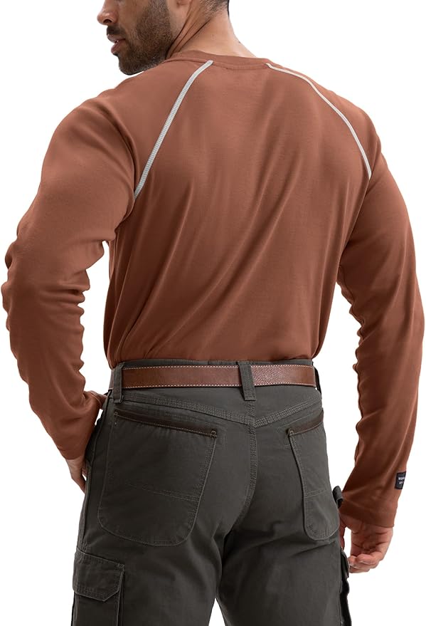 WORKWEYA FR Shirts Flame Resistant Shirt 6.5oz Men's NFPA 2112/CAT2 Long Sleeve Shirt