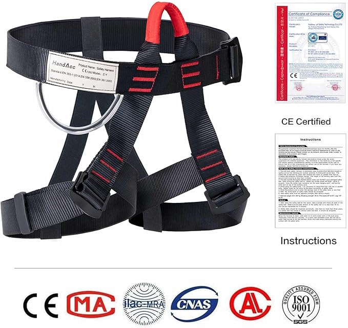 Caving & Rappelling Safety Belt for Ziplining, Fire Rescuing & Tree Climbing - Half Body Belt for Women & Men
