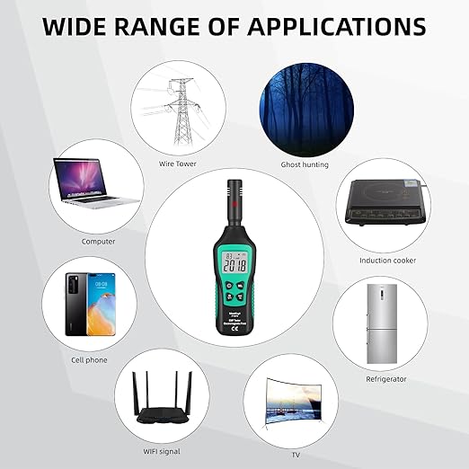 EMF Meter, EMF Detector, EMF Tester Digital LCD, Electromagnetic Radiation Detector for Outdoor, Home, Office, Ghost Hunting, Audible Alert, Indicator Lights