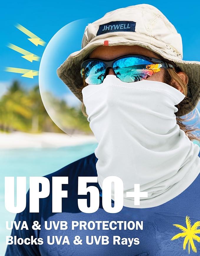 JHYWELL Cooling Neck Gaiter Face Mask, UV Protection Masks Gator, Windproof Bandana for Skiing, Fishing, Hiking, Cycling