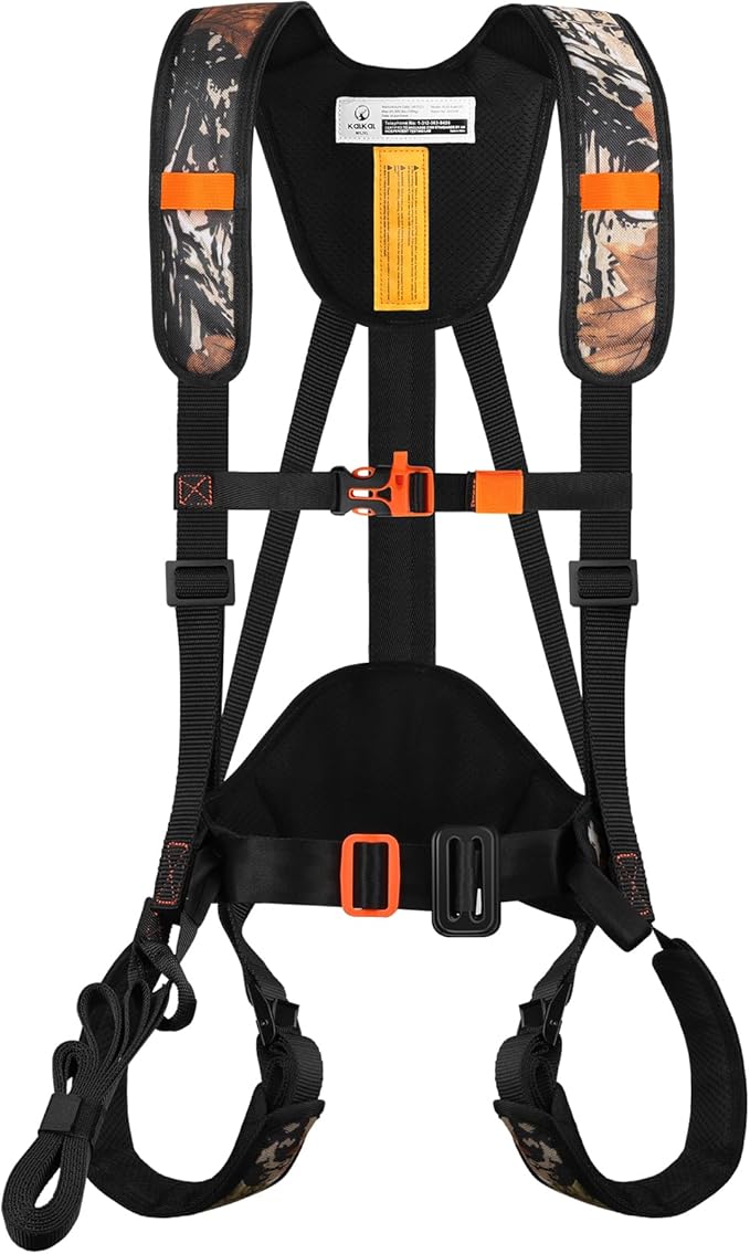 KalkalTree Stand Harness, Adjustable Hunting Safety Harness with Whistle Aid, Lightweight, Camouflage Colors, Size M-3XL