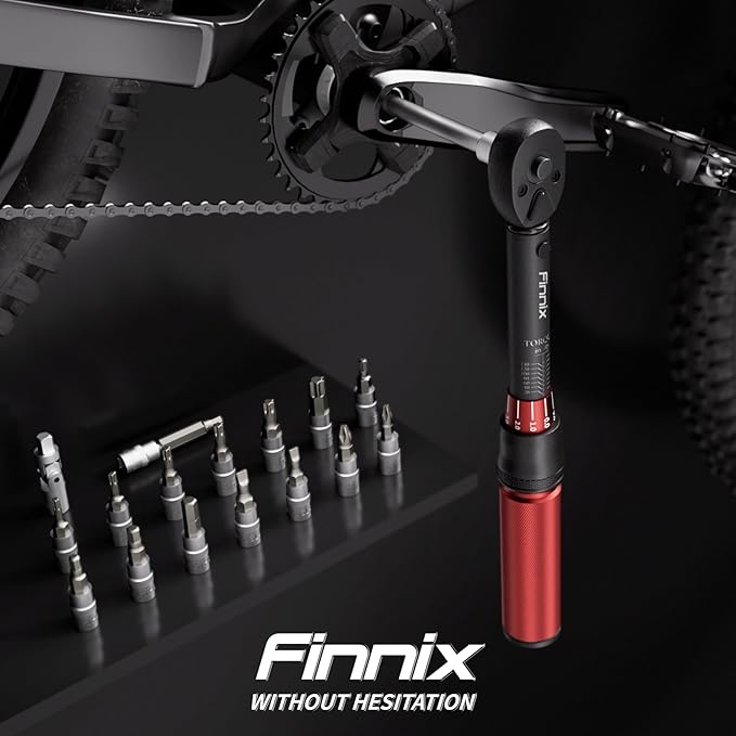1/4 Inch Drive Click Torque Wrench, 18 PCS Bike Torque Wrench Set Double Scale (10-150lb.in/1.1-17.0Nm/), High Precision with Bit Sockets, Universal Joint, Extension Bar, for Bicycle Maintenance