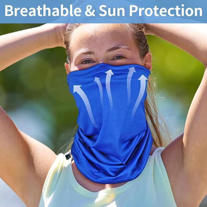 5 Pack Neck Gaiter Face Cover for UV Sun Protection, Dustproof Breathable Cooling Gator for Men Women Outdoor Sports