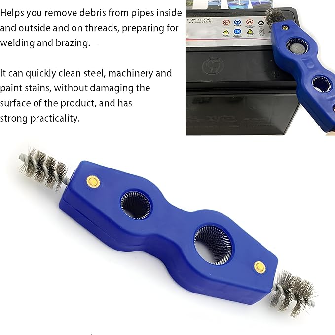 AICEL 2 Pieces Car Battery Terminal Cleaners, 4 in 1 Car Battery Cleaning Brush with Steel Wire, Anti-Corrosion Battery Terminals Machine Parts Cleaning Tools Universal for Automotive and Marine