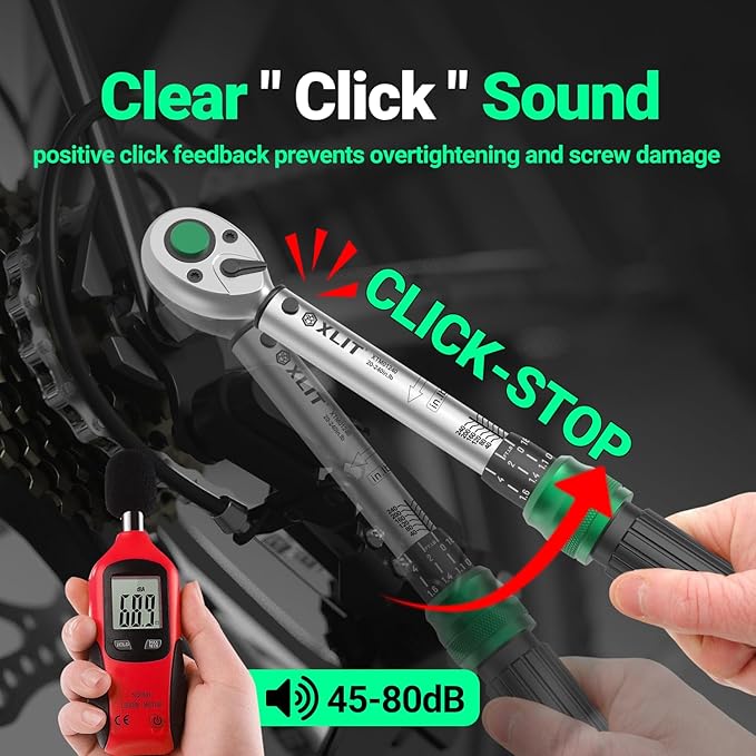 1/4" Click Torque Wrench, ±3% Accuracy, Smooth 72-Tooth Ratchet, Dual Scale (20-240 in.lb/2.3-27 Nm), Durable CR-V Steel, Pro Repair Tool with Portable Case, for Road/Mountain Bike, E-Bike, MTB