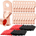 TKDMR 20pcs 1/0 AWG-5/16 Battery Lugs,Heavy Duty Wire Lugs,Ring Terminals,Battery Cable Ends,0 Guage terminals,Battery Terminal Connectors with 20pcs 3:1 Heat Shrink Tubing