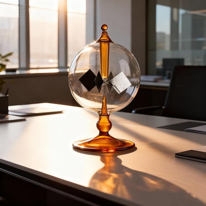 Orange Solar Power Crookes Radiometer Solar Energy Spinning Vanes Glass Windmill Gift Home Desk Decoration