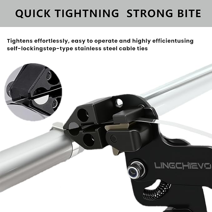 Metal Zip Tie Gun with 100 PCS 7.87in(200mm) Stainless Steel Zip Ties,Heavy Duty Zip Tie Tool for Fastening and Cutting Cable Ties,Chain Link Fence Parts for Fence Exhaust Pipe Outdoor