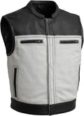 First Mfg Co Lowrider Mens Motorcycle Biker Riding Armor Club Style Black Leather, Twill, Moto Mesh, Perforated Vest