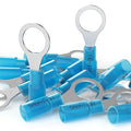 AIRIC 16-14 AWG - 3/8" Heat Shrink Ring Terminals, Copper Terminal Connector Ends, Battery Cable End Lugs, Blue Insulated Electrical Crimp Wiring Connectors, Wire Lug for 16, 14 Gauge Wires, 100 PCS