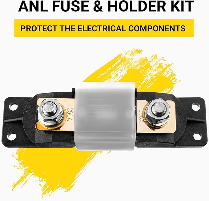 Spartan Power 200 Amp ANL Fuse & Holder Kit Black