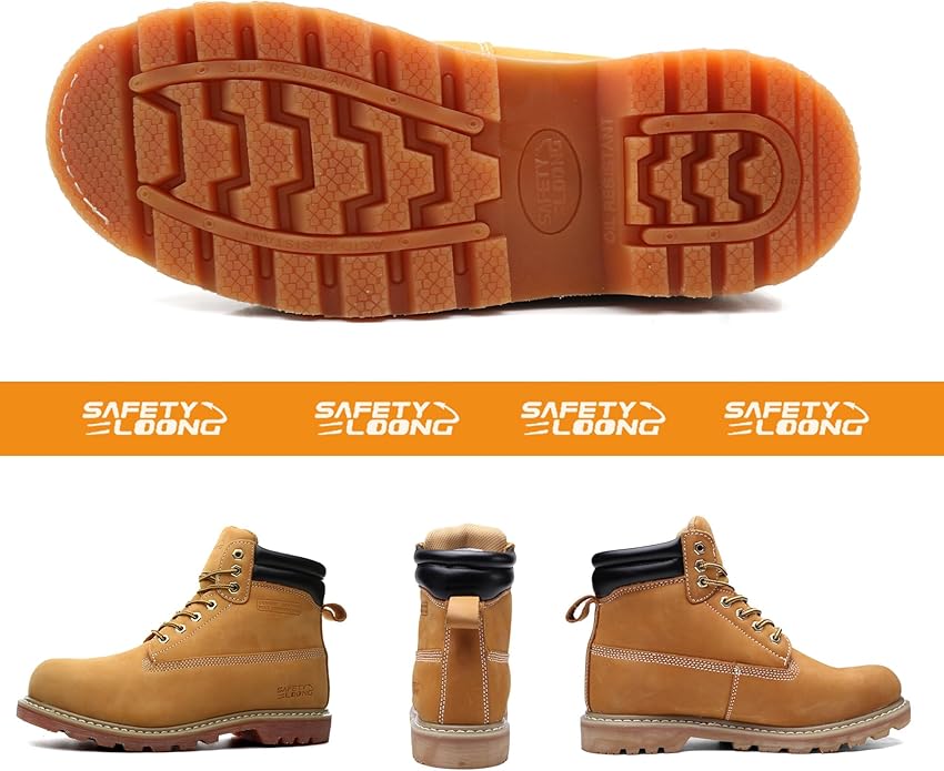 Work Boots for Men Waterproof Soft Toe Non Slip Comfortable Leather Workboots