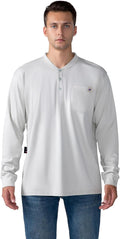 FR Henley Shirts for Men Flame Resistant Lightweight Welding 6.5oz 100% Cotton CAT2 Long Sleeve Fire Retardant FRC Clothing
